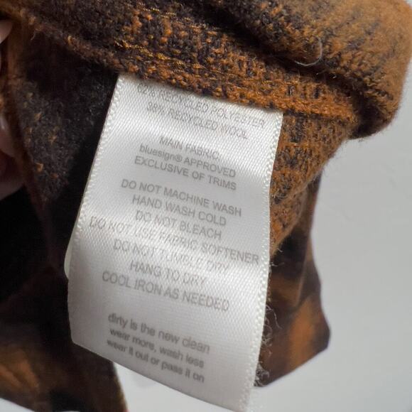 TOAD&CO Shirt Mens Small Button Down Wool Brown Plaid Elbow Patch Shacket - Picture 5 of 6